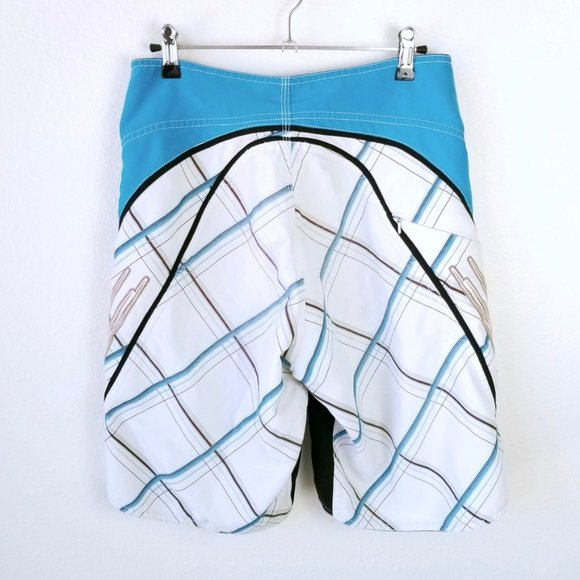 FOX Men's White Blue Board Swim Shorts 30 - Picture 2 of 7